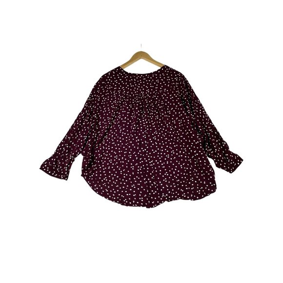 Anthropologie Maeve Polka Dot Blouse size Medium Maroon/White - Picture 5 of 7